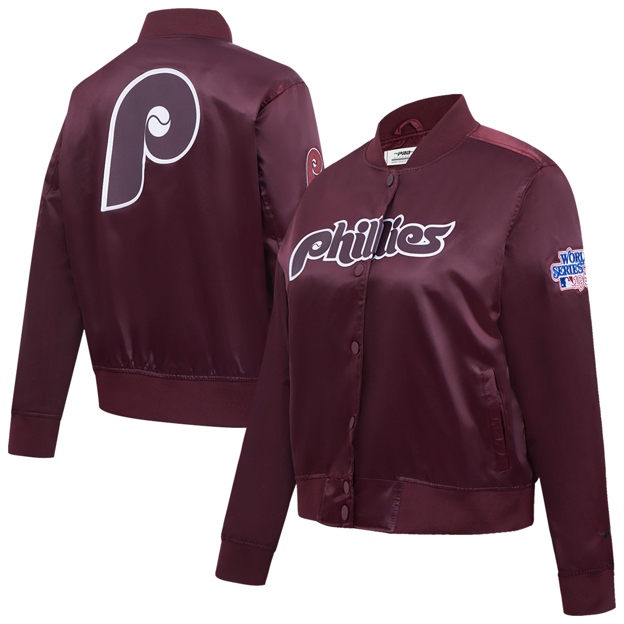 Women's Pro Standard Burgundy Philadelphia Phillies Classic Satin Full-Snap Jacket
