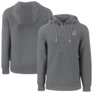 Men's Cutter & Buck Gray Miami Marlins Roam Eco Recycled Tri-Blend Half-Zip Hoodie