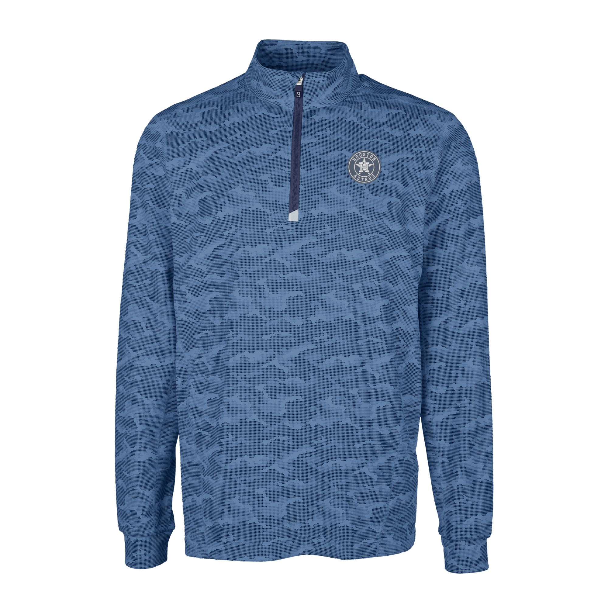 Men's Cutter & Buck Navy Houston Astros Big & Tall Traverse Eco Camo Tri-Blend DryTec Quarter-Zip Jacket - Image 8