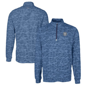 Men's Cutter & Buck Navy Houston Astros Big & Tall Traverse Eco Camo Tri-Blend DryTec Quarter-Zip Jacket