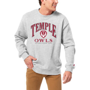 Men's League Collegiate Wear Heather Gray Temple Owls Essentials 2.0 Fleece Pullover Sweatshirt