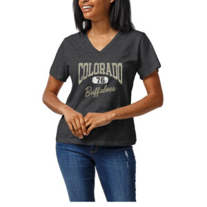 Women's Graphite Colorado Buffaloes Intramural Tri-Blend Boyfriend V-Neck T-Shirt