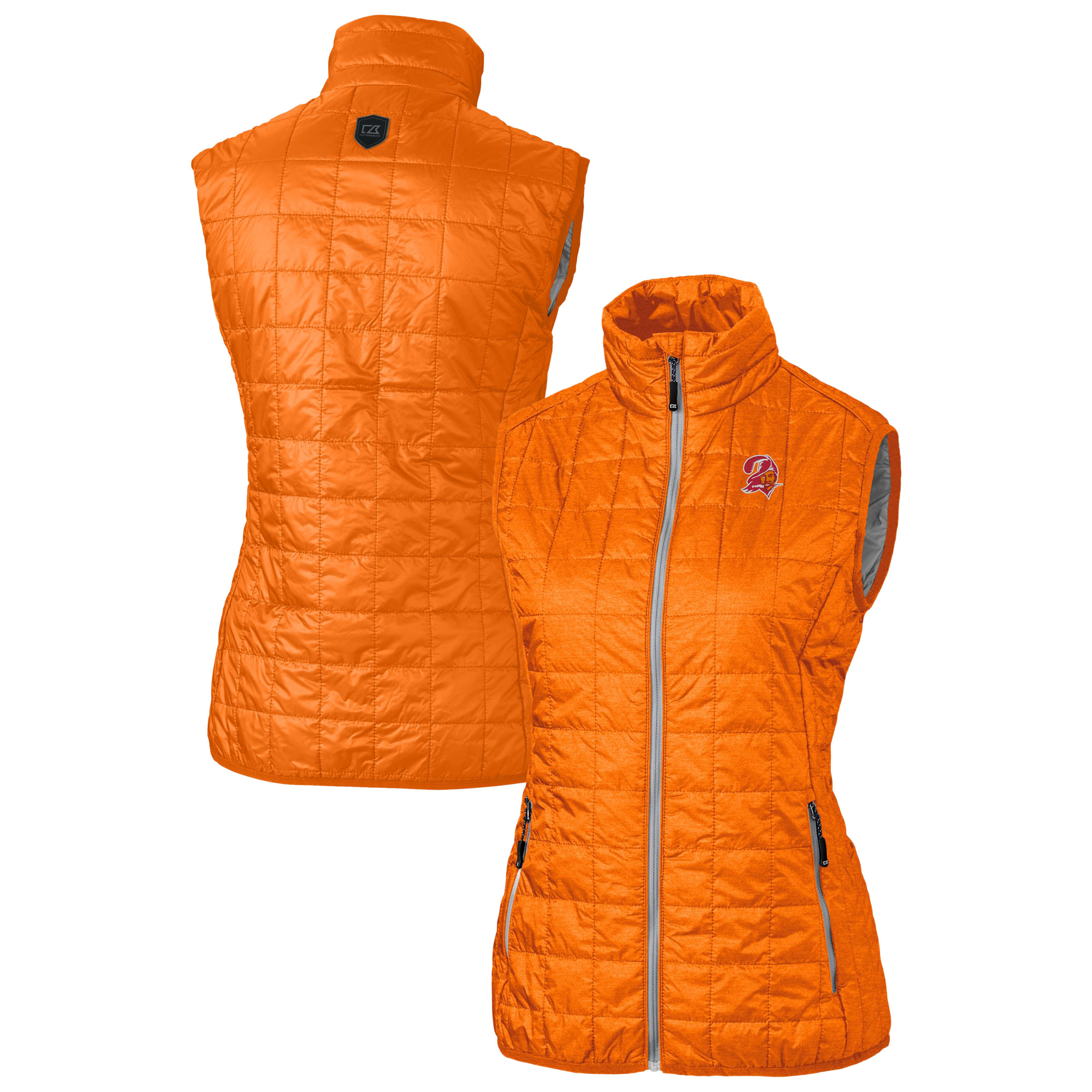 Women's Cutter & Buck Orange Tampa Bay Buccaneers Rainier PrimaLoft Eco Insulated Full-Zip Puffer Vest - Image 2