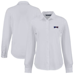Women's Cutter & Buck White Philadelphia Eagles Americana Advantage Eco Soft Pique Tri-Blend Long Sleeve Button-Up Shirt