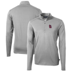 Men's Cutter & Buck Gray St. Louis Cardinals Big & Tall Virtue Eco Pique Quarter-Zip Jacket