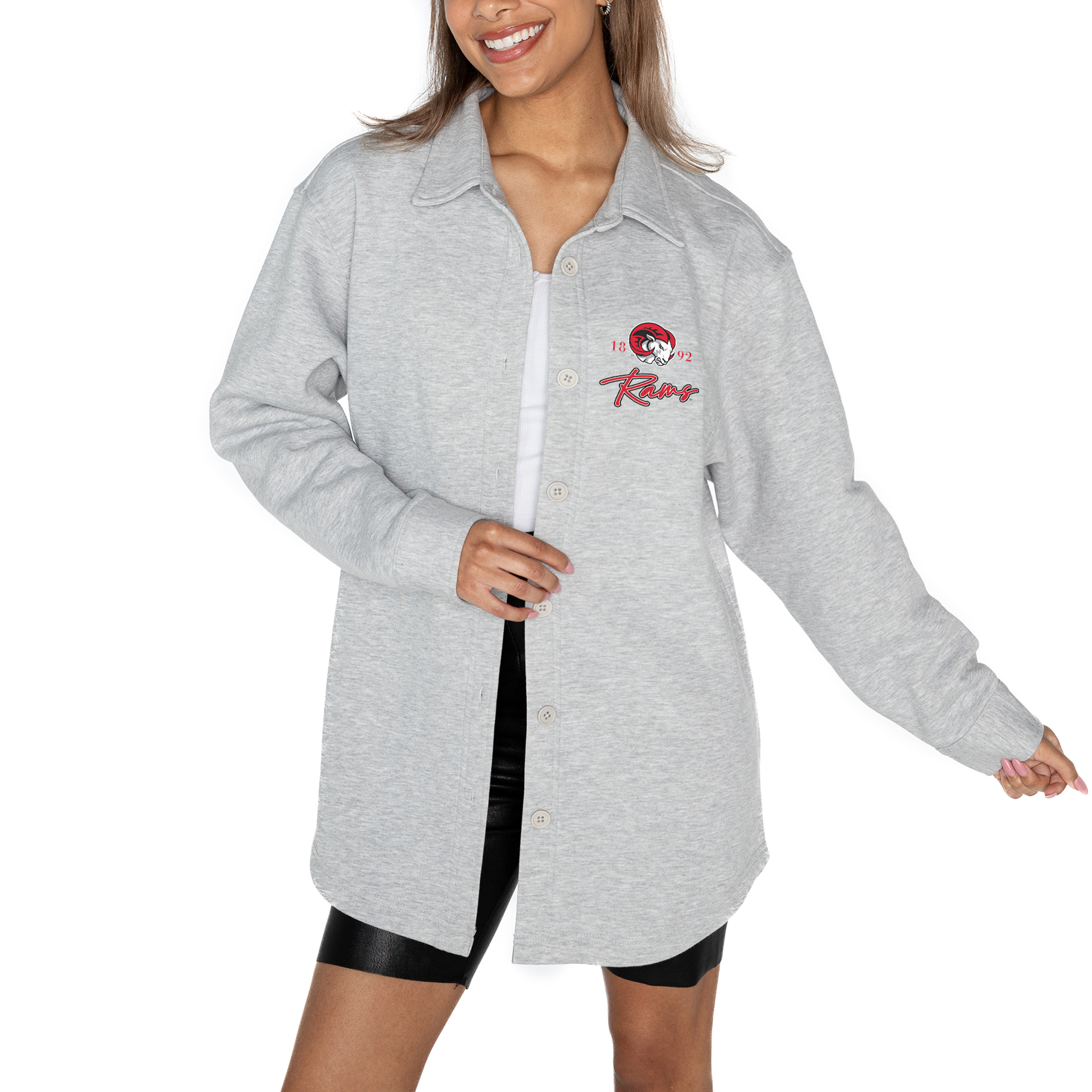 Women's Gameday Couture Ash Winston-Salem State Rams Foundation Full-Button Long Sleeve Overshirt