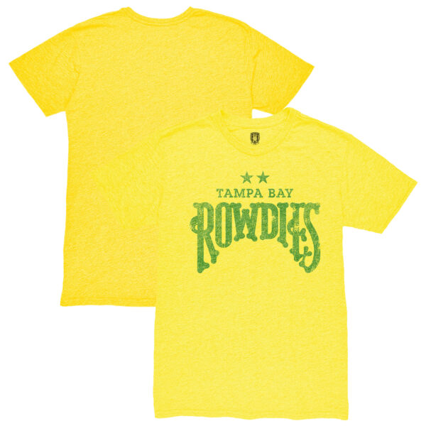 Men's 1863FC Yellow Tampa Bay Rowdies Mono Badge Retro Tri-Blend T-Shirt