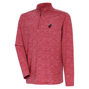 Men's Antigua Heather Red Miami Heat Determined Quarter-Zip Top