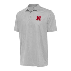 Men's Antigua Gray/White Nebraska Huskers Rings Polo