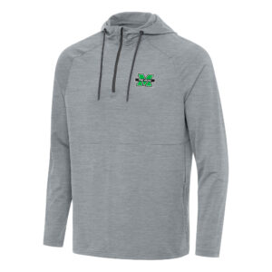 Men's Antigua Heather Gray Marshall Thundering Herd Spikes Raglan Quarter-Zip Hoodie