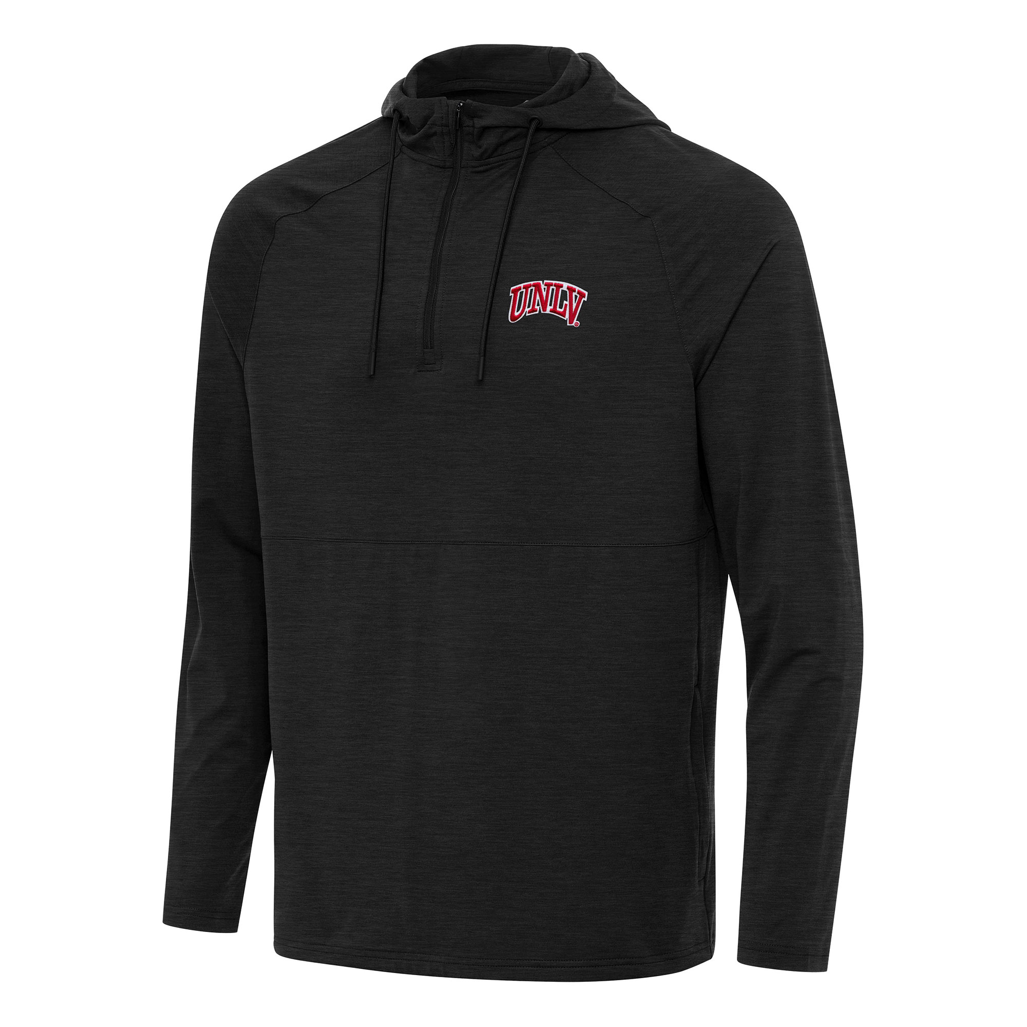 Men's Antigua Heather Black UNLV Rebels Spikes Raglan Quarter-Zip Hoodie