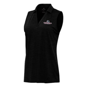 Women's Antigua Heather Black Gonzaga Bulldogs Layout Sleeveless V-Neck Polo