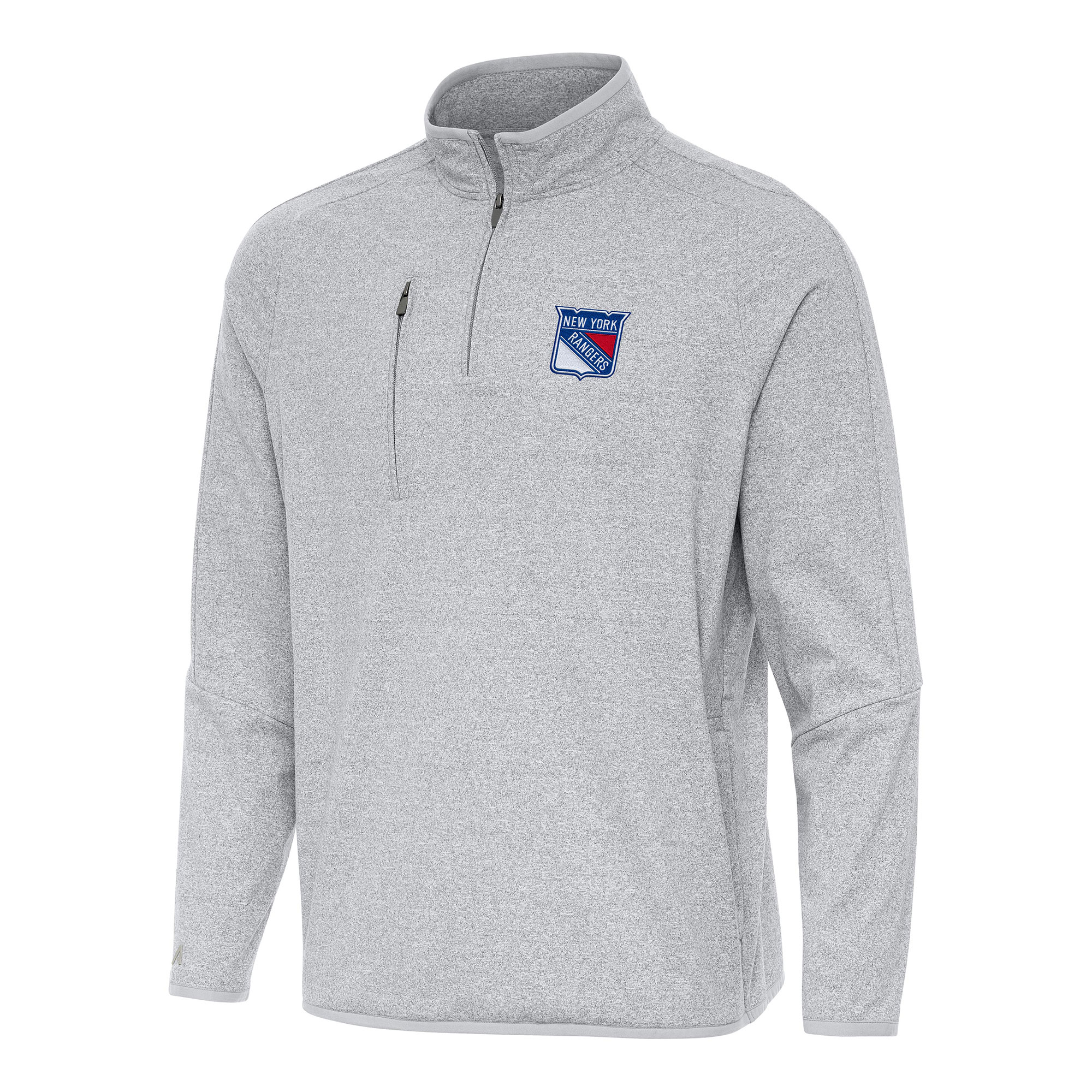 Men's Antigua Heather Gray New York Rangers Certain Quarter-Zip Tri-Blend Sweatshirt