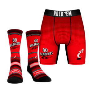 Men's Rock Em Socks Cincinnati Bearcats Slogan Crew Socks & Boxer Briefs Combo Pack