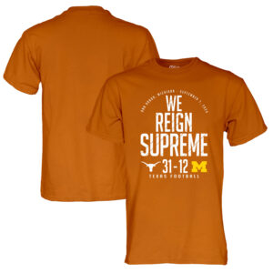 Unisex Blue 84 Texas Orange Texas Longhorns vs. Michigan Wolverines Score T-Shirt