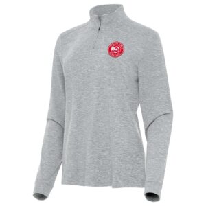 Women's Antigua  Heather Gray Atlanta Hawks Mentor Quarter-Zip Mock Long Sleeve Top