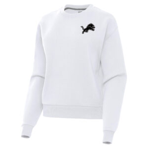 Women's  Antigua  White Detroit Lions Victory Pullover Sweatshirt