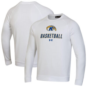 Men's Under Armour  White Kent State Golden Flashes Raglan Basketball Rival Fleece Pullover Sweatshirt