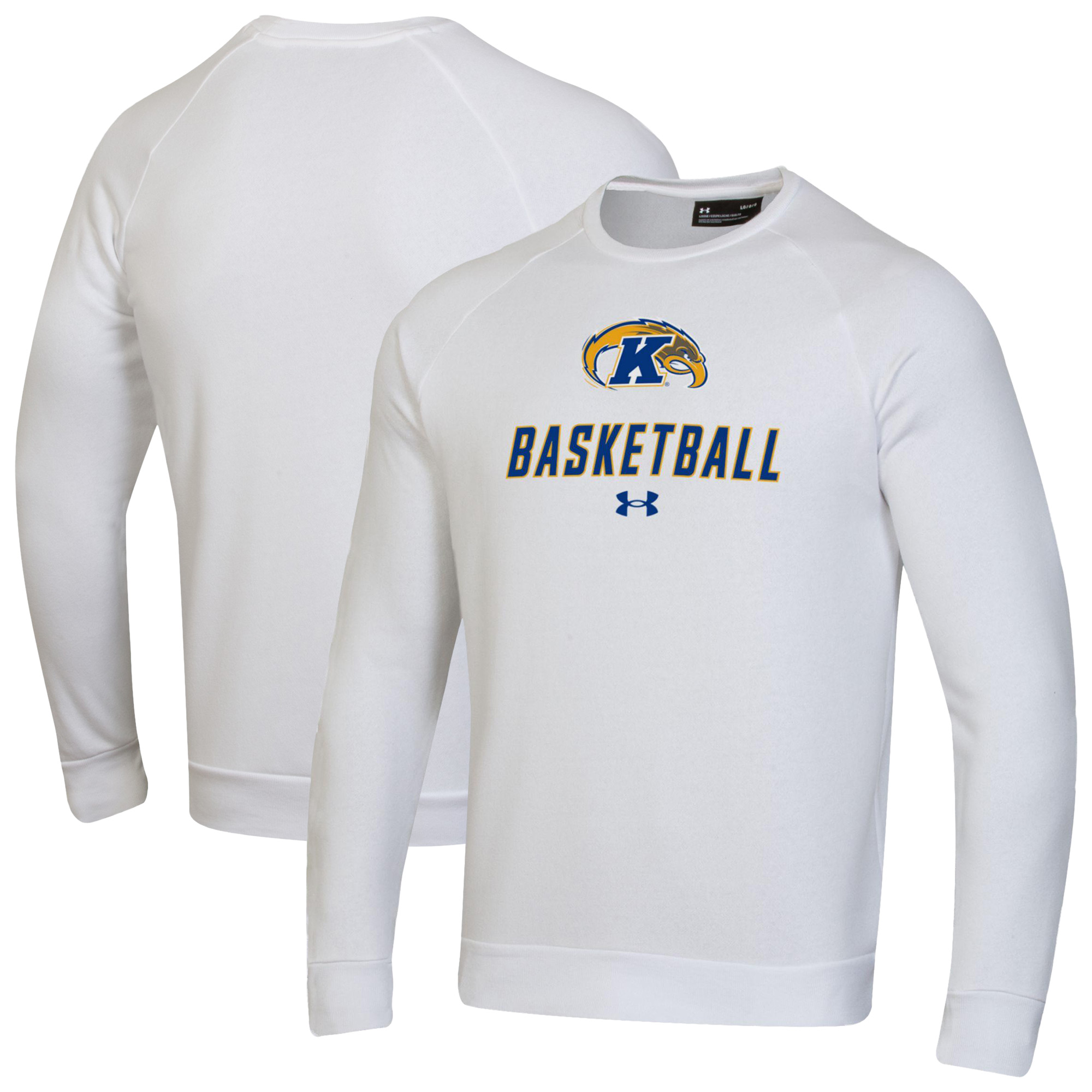 Men's Under Armour White Kent State Golden Flashes Raglan Basketball Rival Fleece Pullover Sweatshirt