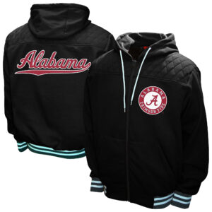 Men's Franchise Club Black Alabama Crimson Tide Walk-On Full-Zip Hoodie Jacket