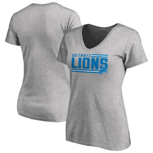 Women's Ash Detroit Lions Iconic Collection On Side Stripe V-Neck T-Shirt