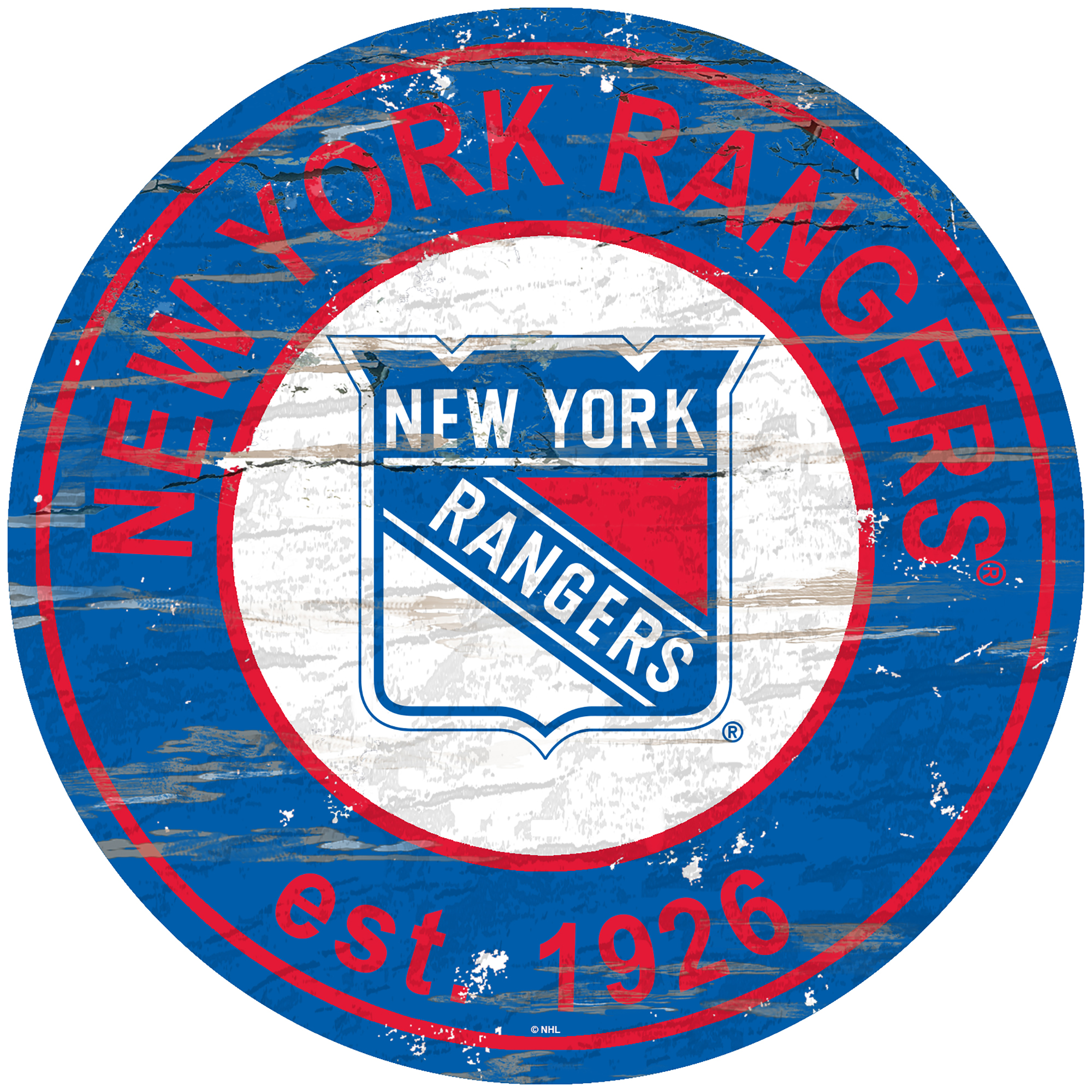 New York Rangers 24'' x 24'' Distressed Round Sign