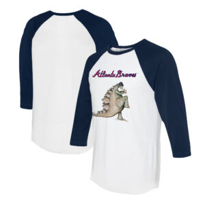 Unisex Tiny Turnip White/Navy Atlanta Braves Stega 3/4-Sleeve Raglan T-Shirt