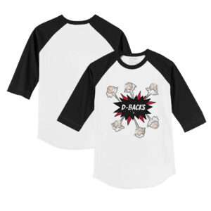 Infant Tiny Turnip White/Black Arizona Diamondbacks Baseball Pow Raglan 3/4 Sleeve T-Shirt