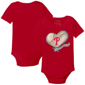 Infant Tiny Turnip Red Philadelphia Phillies Heart Banner Bodysuit