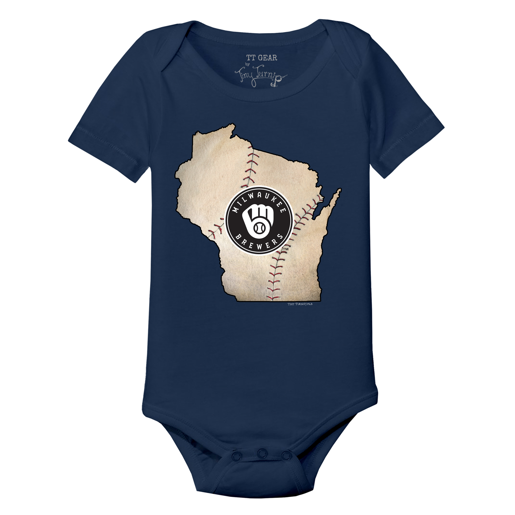 Infant Tiny Turnip Navy Milwaukee Brewers State Outline Bodysuit - Image 3