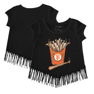 Girls Toddler Tiny Turnip Black San Francisco Giants Hot Bats Fringe T-Shirt