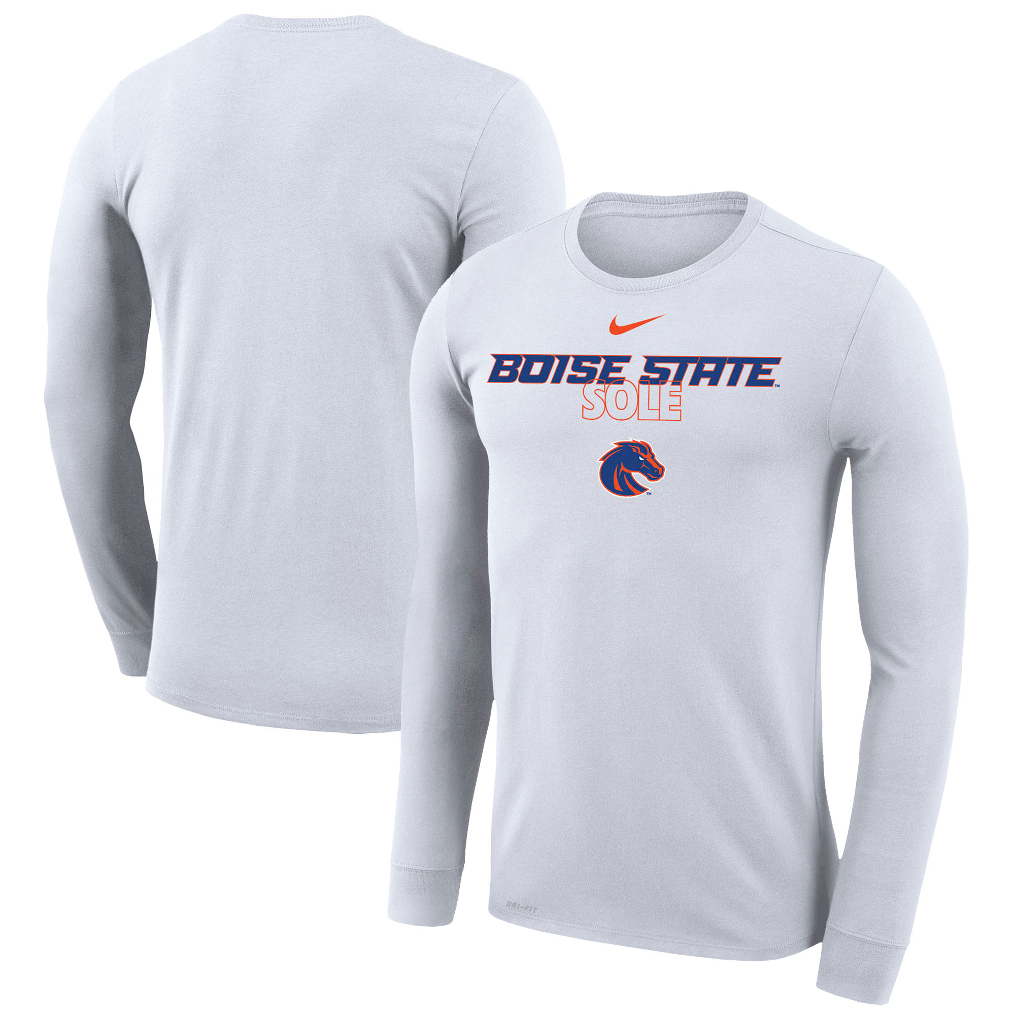 Nike White Boise State Broncos 2023 On Court Bench Long Sleeve T-Shirt - Image 2