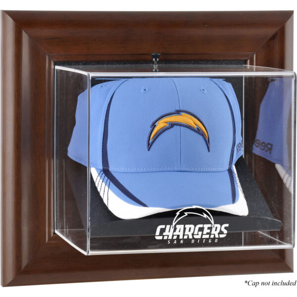 San Diego Chargers Brown Framed Wall-Mountable Baseball Cap Display Case