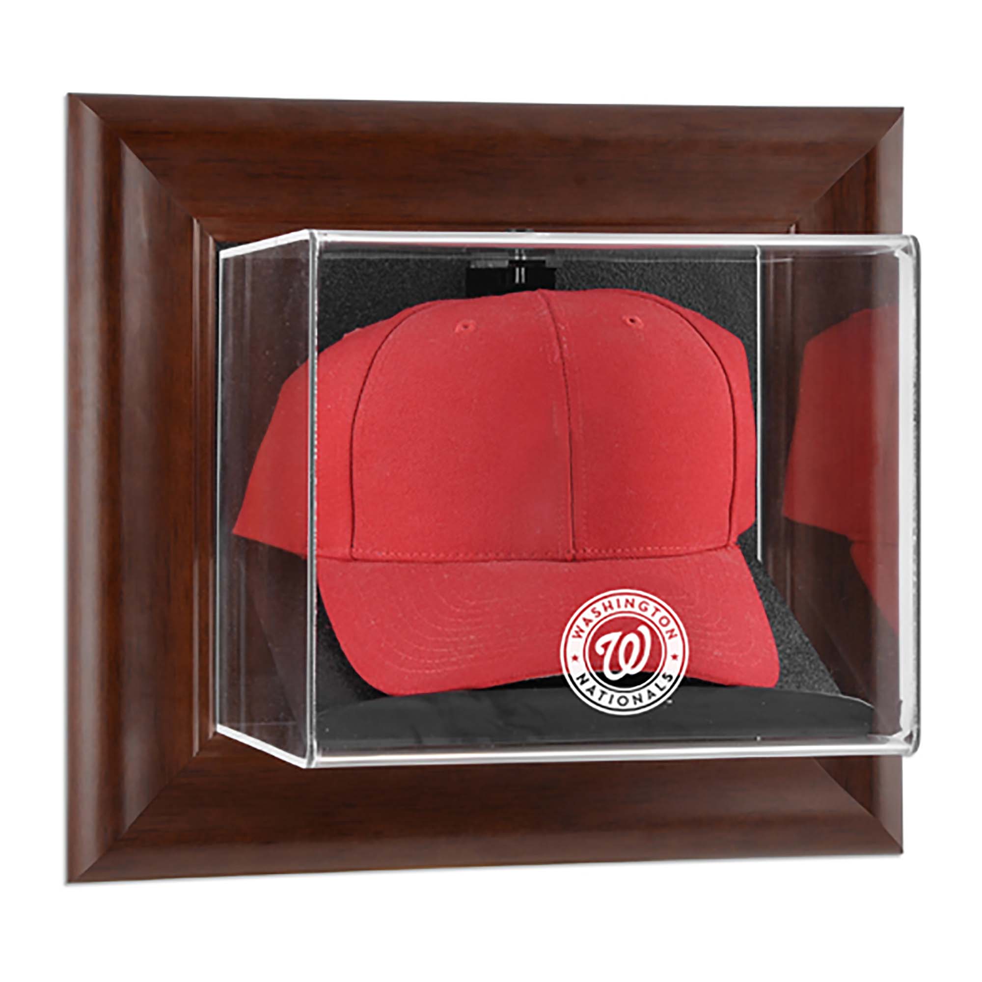 Washington Nationals Brown Framed Wall-Mounted Logo Cap Case