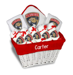 Newborn & Infant White Florida Panthers Personalized Large Gift Basket