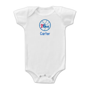 Infant White Philadelphia 76ers Personalized Bodysuit