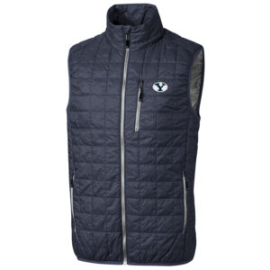 Men's Cutter & Buck Anthracite BYU Cougars Big & Tall Full-Zip Collegiate Rainier Vest