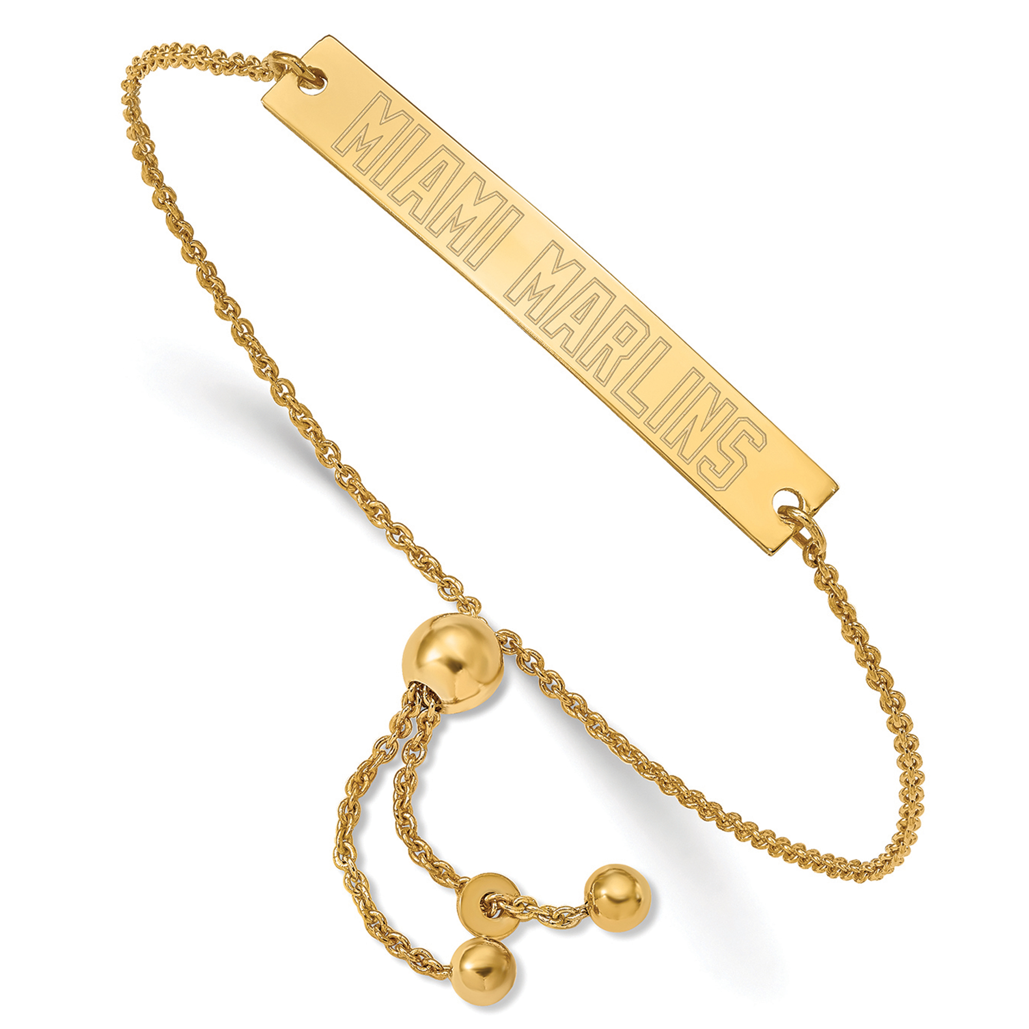 Women's Miami Marlins Sterling Silver Gold-Plated Bar Bracelet - Image 4