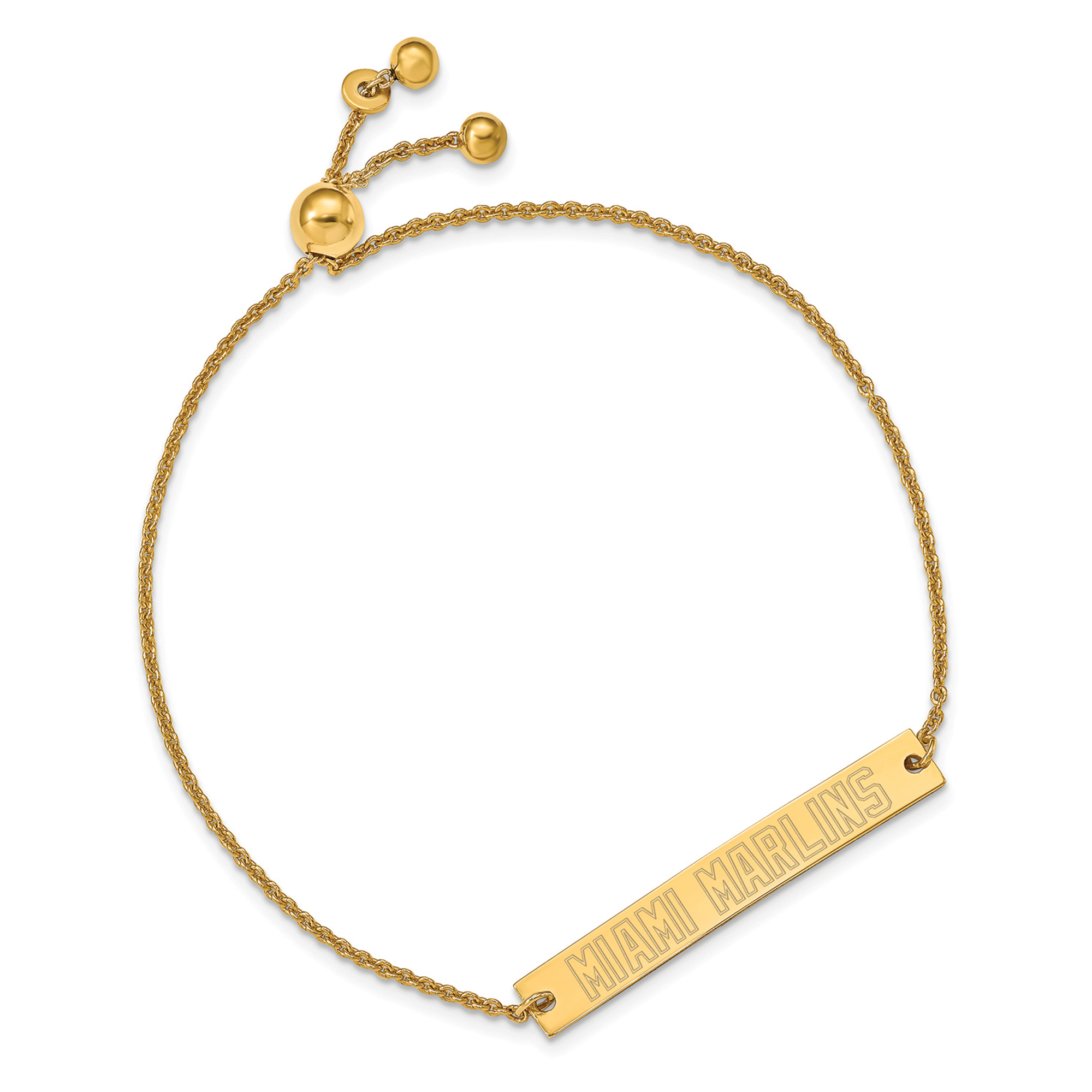 Women's Miami Marlins Sterling Silver Gold-Plated Bar Bracelet - Image 5