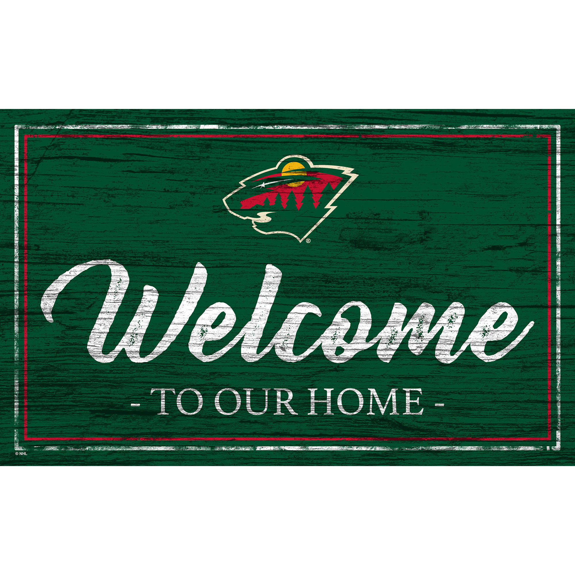 Minnesota Wild 11" x 19" Personalized Team Color Welcome Sign