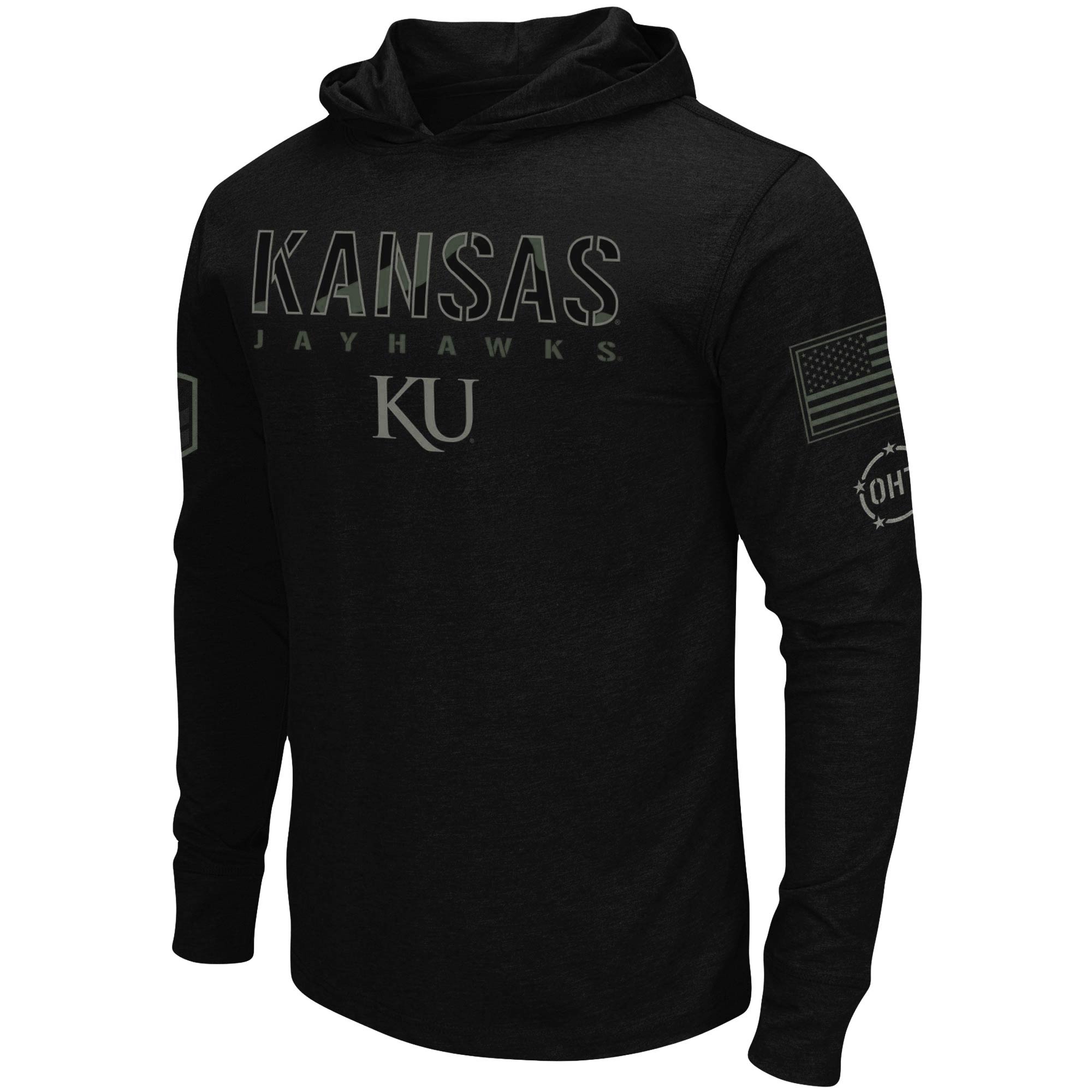 Men's Colosseum Black Kansas Jayhawks OHT Military Appreciation Hoodie Long Sleeve T-Shirt - Image 3