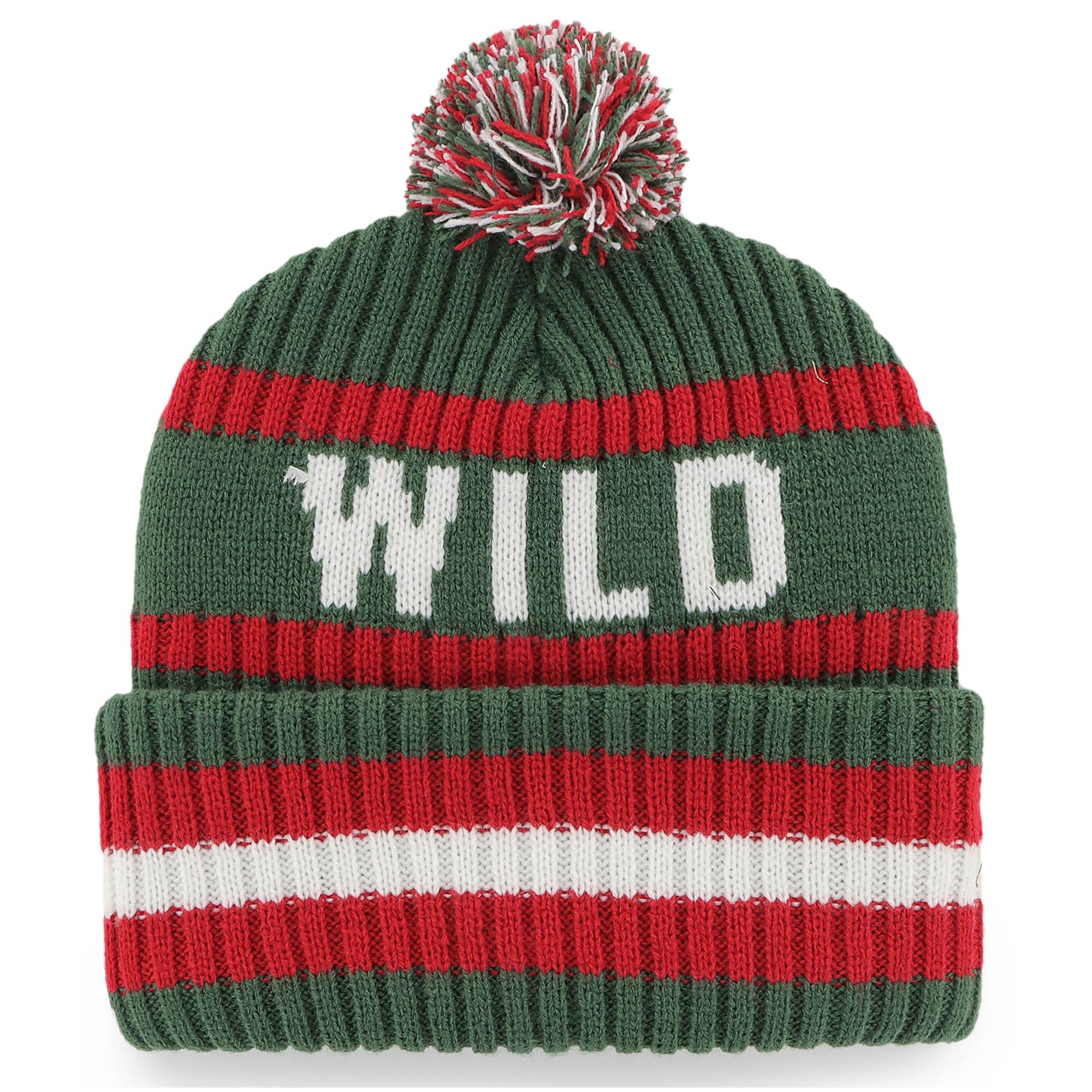 Men's '47 Green Minnesota Wild Bering Cuffed Knit Hat with Pom - Image 3