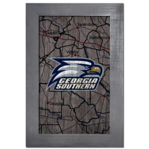 Georgia Southern Eagles 11'' x 19'' Framed Team City Map Sign