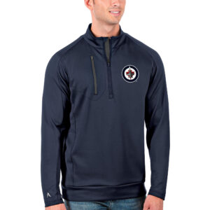 Men's Antigua Navy/Charcoal Winnipeg Jets Big & Tall Generation Quarter-Zip Pullover Jacket