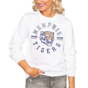Women's White Memphis Tigers Vintage Days Perfect Pullover Sweatshirt