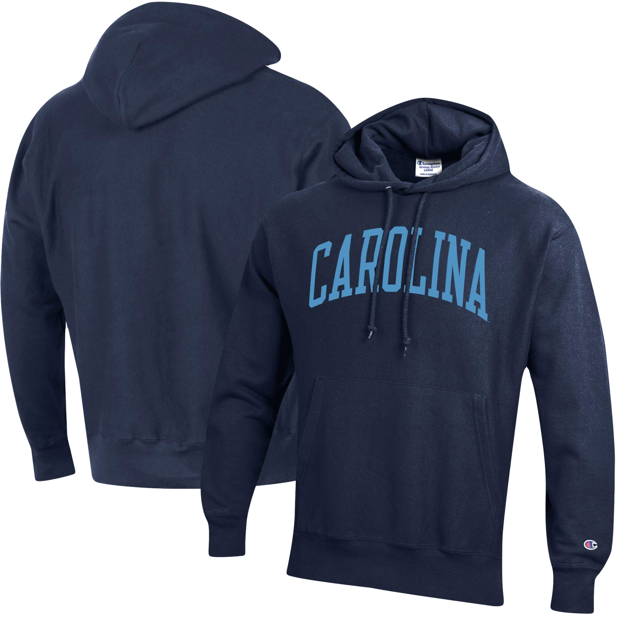 Men's Champion Navy North Carolina Tar Heels Team Arch Reverse Weave Pullover Hoodie - Image 5