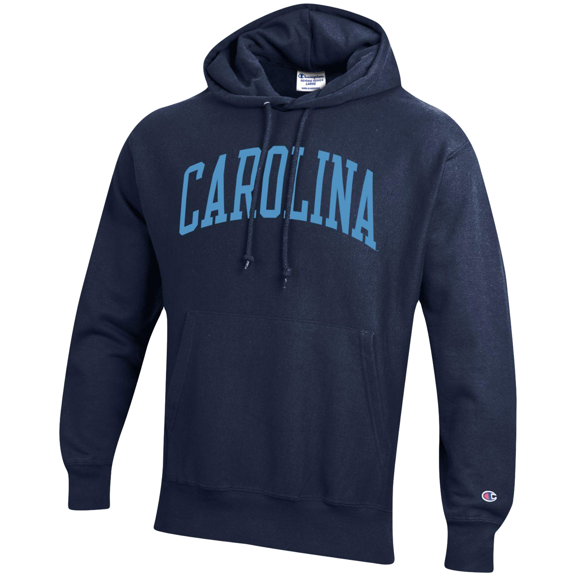 Men's Champion Navy North Carolina Tar Heels Team Arch Reverse Weave Pullover Hoodie - Image 6