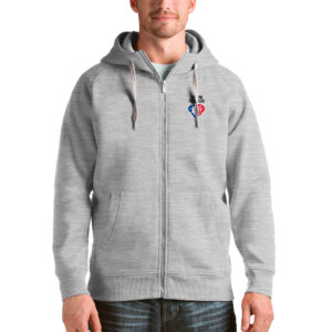 Men's Antigua Heathered Gray Portland Trail Blazers NBA 75th Anniversary Victory Full-Zip Hoodie