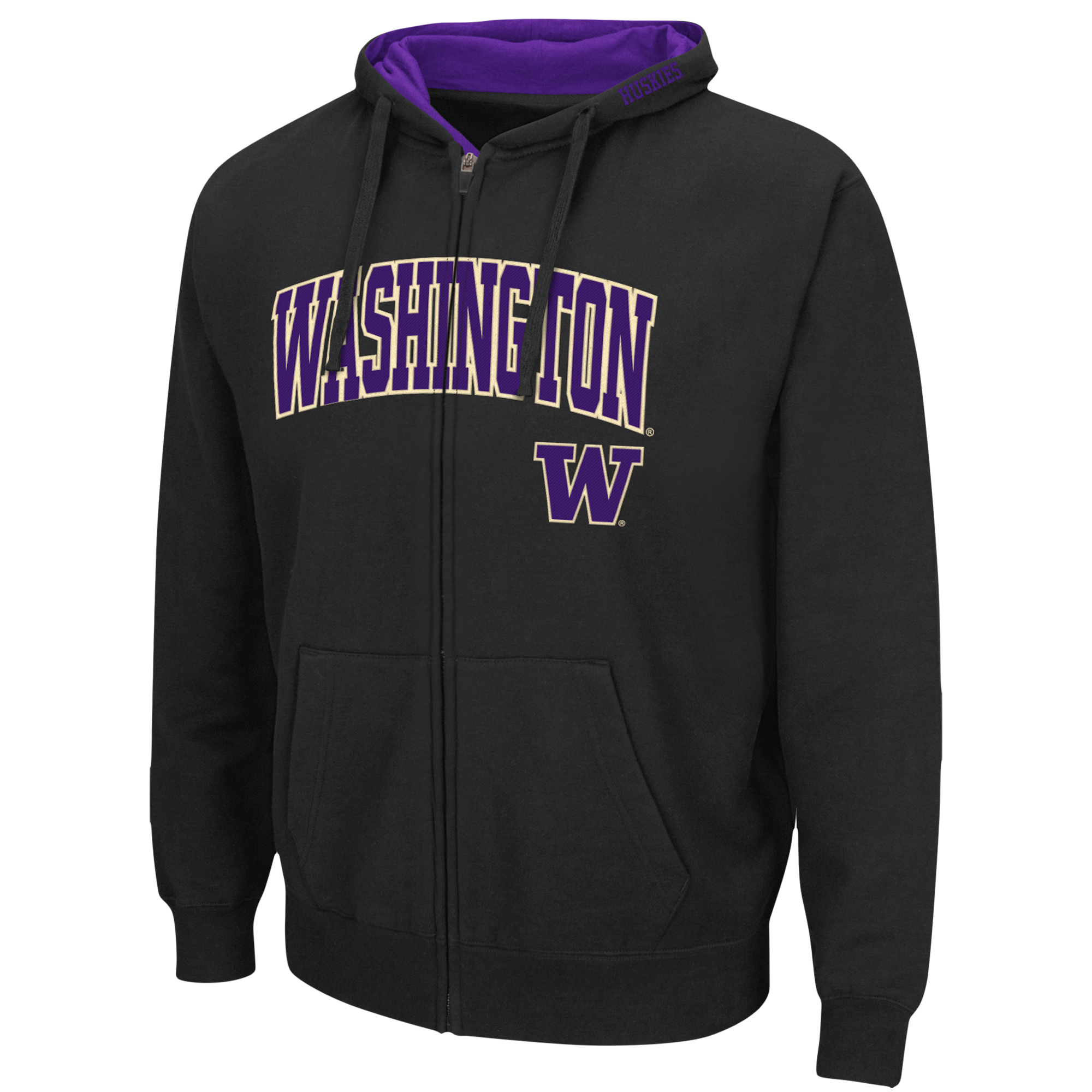 Men's Colosseum Black Washington Huskies Arch & Logo 3.0 Full-Zip Hoodie - Image 6