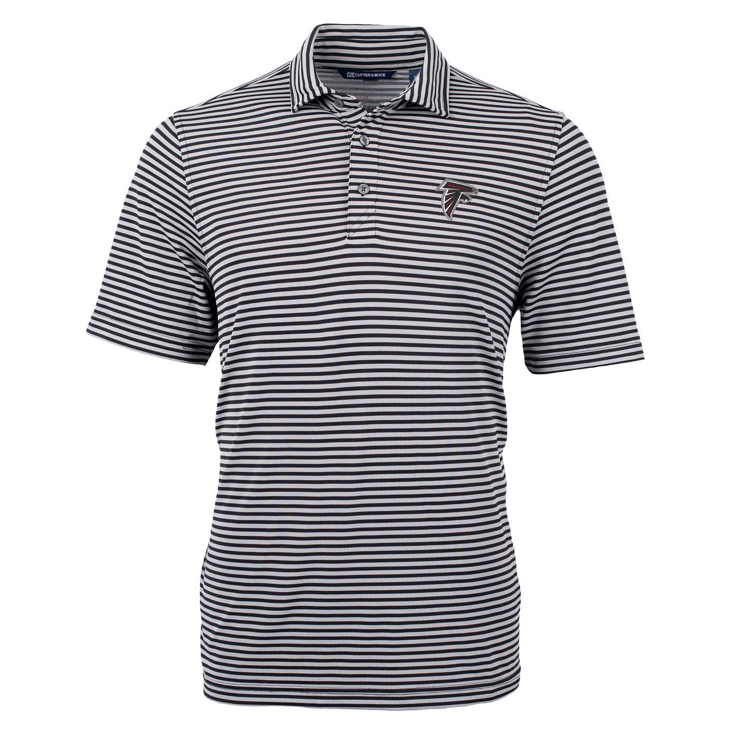 Men's Cutter & Buck Black Atlanta Falcons Virtue Eco Pique Stripe Recycled Polo